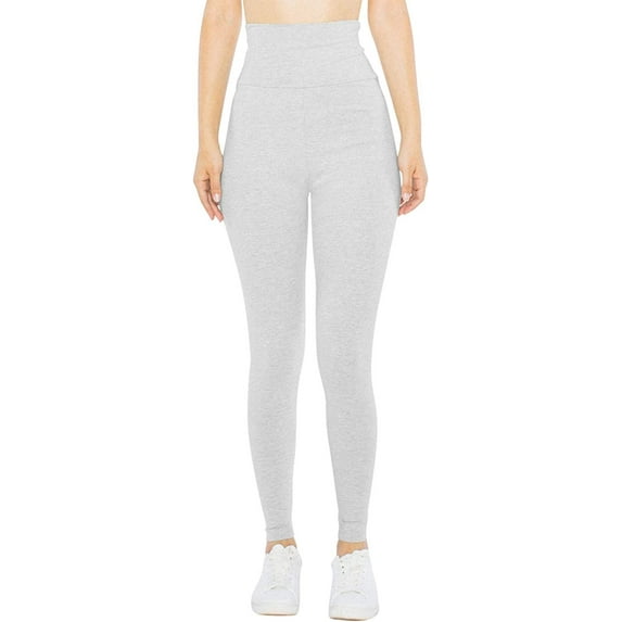 American Apparel Women's Cotton Spandex Jersey High-Waist Leggings, Heather Grey, Small
