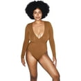 thumbnail image 1 of American Apparel Women's Cotton Spandex Long Sleeve Cross V Bodysuit, Nude 4, X-Small, 1 of 6