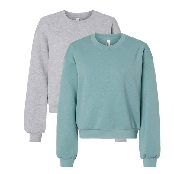 American Apparel Women's Crewneck Sweatshirt, 70/30Cotton/Polyester Long sleeve Winter Fleece Sweaters (Arctic Heather Grey 2 Pack, L)