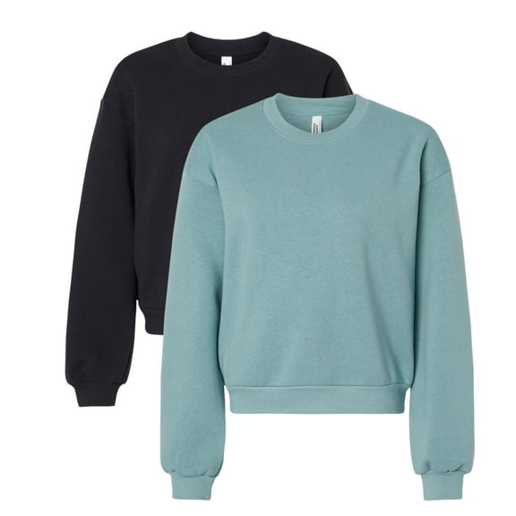 American Apparel Women's Crewneck Sweatshirt, 70/30Cotton/Polyester Long sleeve Winter Fleece Sweaters (Black Arctic 2 Pack, L)