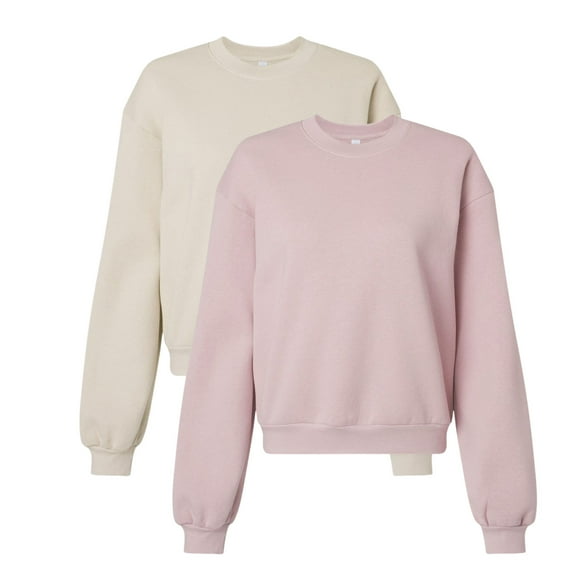 American Apparel Women's Crewneck Sweatshirt, 70/30Cotton/Polyester Long sleeve Winter Fleece Sweaters (Bone Blush 2 Pack, S)