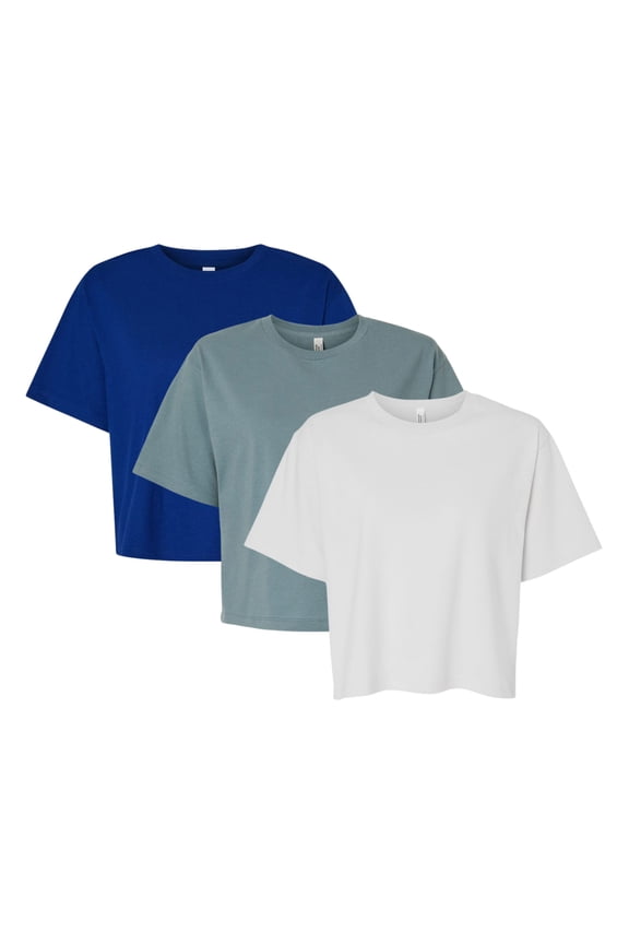 Women’s Fine Jersey Boxy T-Shirt 100% Cotton, Plain Solid Tees Bulk Assorted Pack T-Shirt (Bright +Dark Color 3 Pack, L)