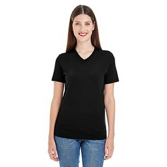 American Apparel - Women's Fine Jersey Classic V-Neck Tee - 2356W, XL, BLACK