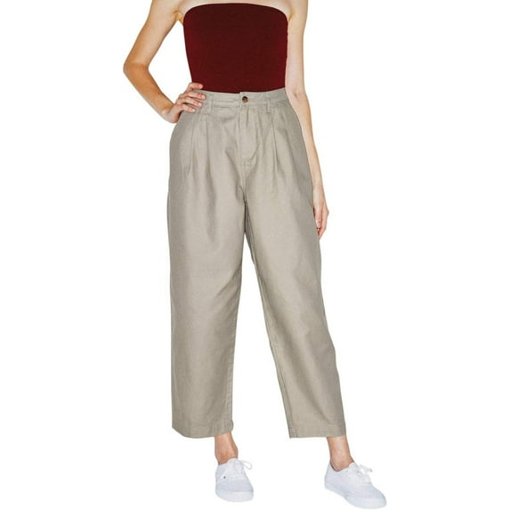 American Apparel Women's Twill Pleated Pant, Vintage Khaki, 26W/27L