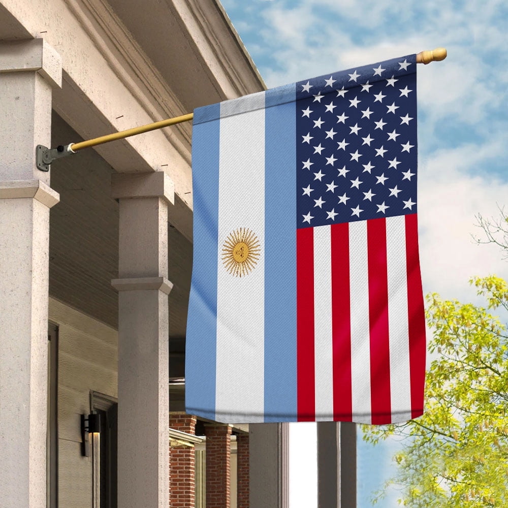 American Argentine Flag Argentina Friendship U.S.A Memorial Day Patriotic For House Flag, Double-Sided Decorative Outdoor Flag, Patriotic Polyester Yard Flag 29.5 x 39.5 in