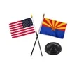 American & Arizona Desk Office Flag Set 4"x6" with Black Base.