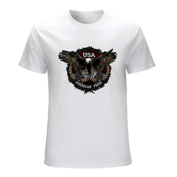 American Army Pride Design Men’s T-Shirt 100% Cotton Casual Short Sleeve Tops Gift Tee White S