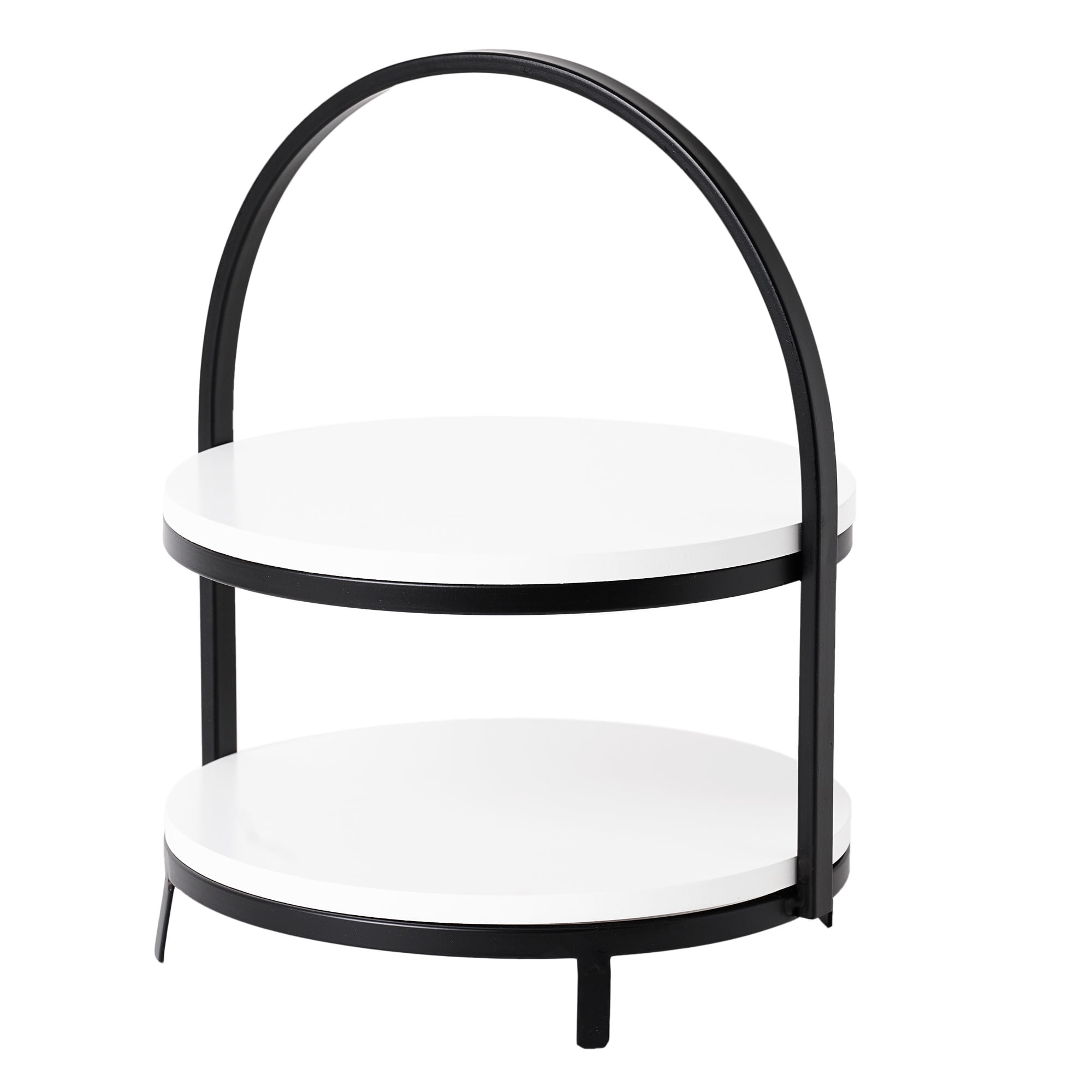 White and Black 2-Tier Resin and Iron Display Tray
