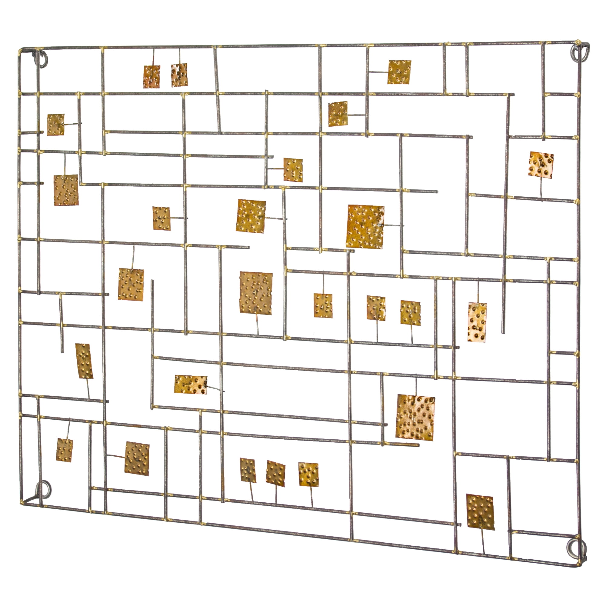 Abstract Antique Silver and Gold Metal Wall Sculpture