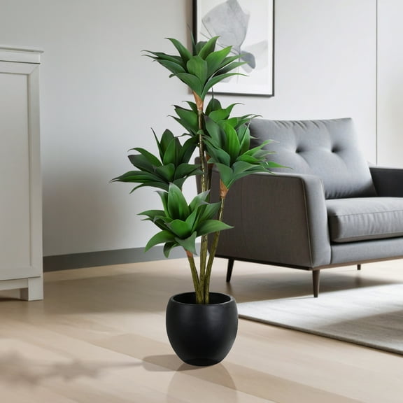 American Art Decor Artificial Crown Orchid Tree in Cement Pot Faux Plant for Home or Office - 48"