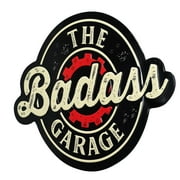 American Art Decor Badass Garage Embossed Shaped Metal Wall Sign - 18.5" x 13.5"