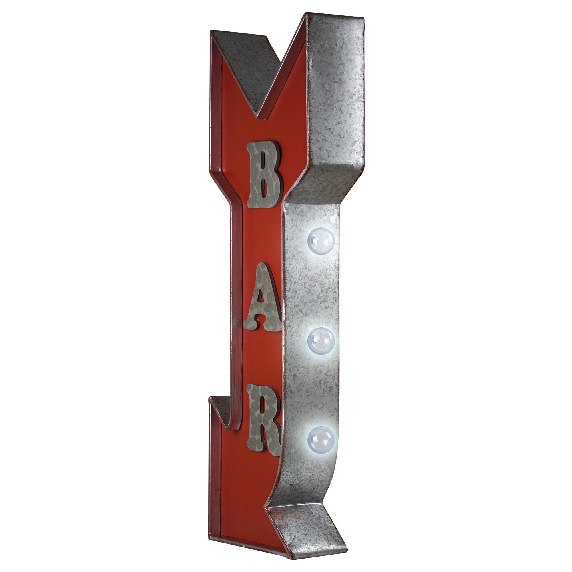 Red Metal LED Bar Arrow Marquee Sign, 30" Height