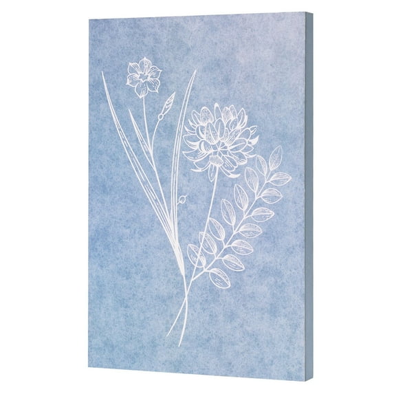 American Art Decor Blue Wildflowers III Box Top Wood Wall Art Print - 12" x 18"