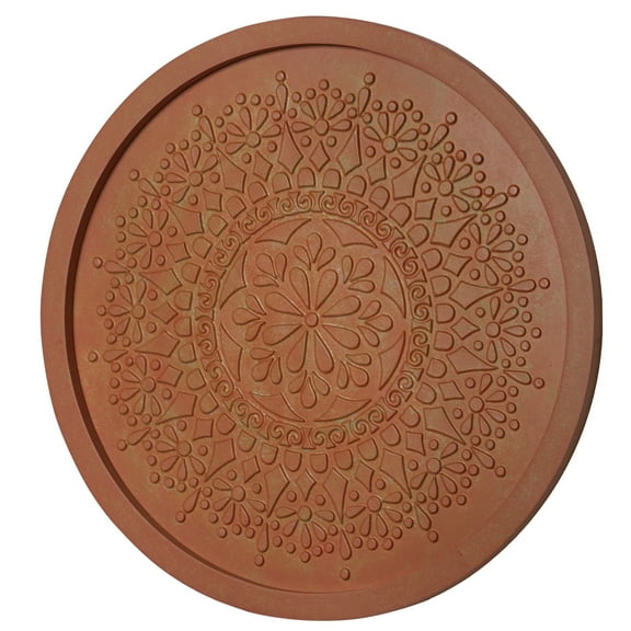 American Art Decor Boho Rustic Farmhouse Wood Framed Wall Medallion - Burnt Orange 17"