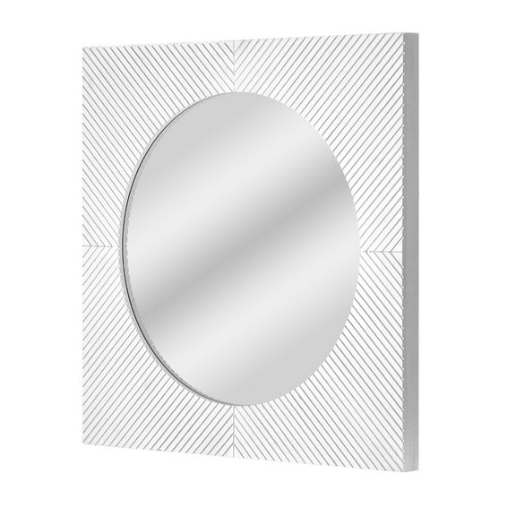 American Art Decor Carved Recollections Box Top Carved Mirror in Distressed White - 24" x 24"