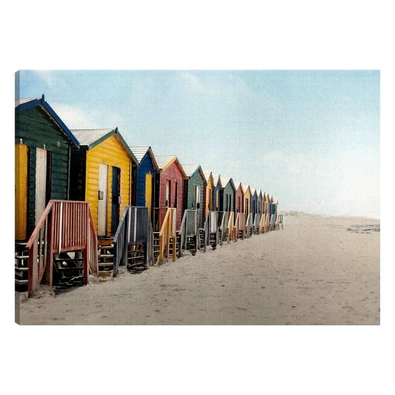 American Art Decor Coastal Cabanas Indoor and Outdoor Canvas Art Decor | Large Decorative Wall Mount Canvas Print | Waterproof - 28 x 40 inch