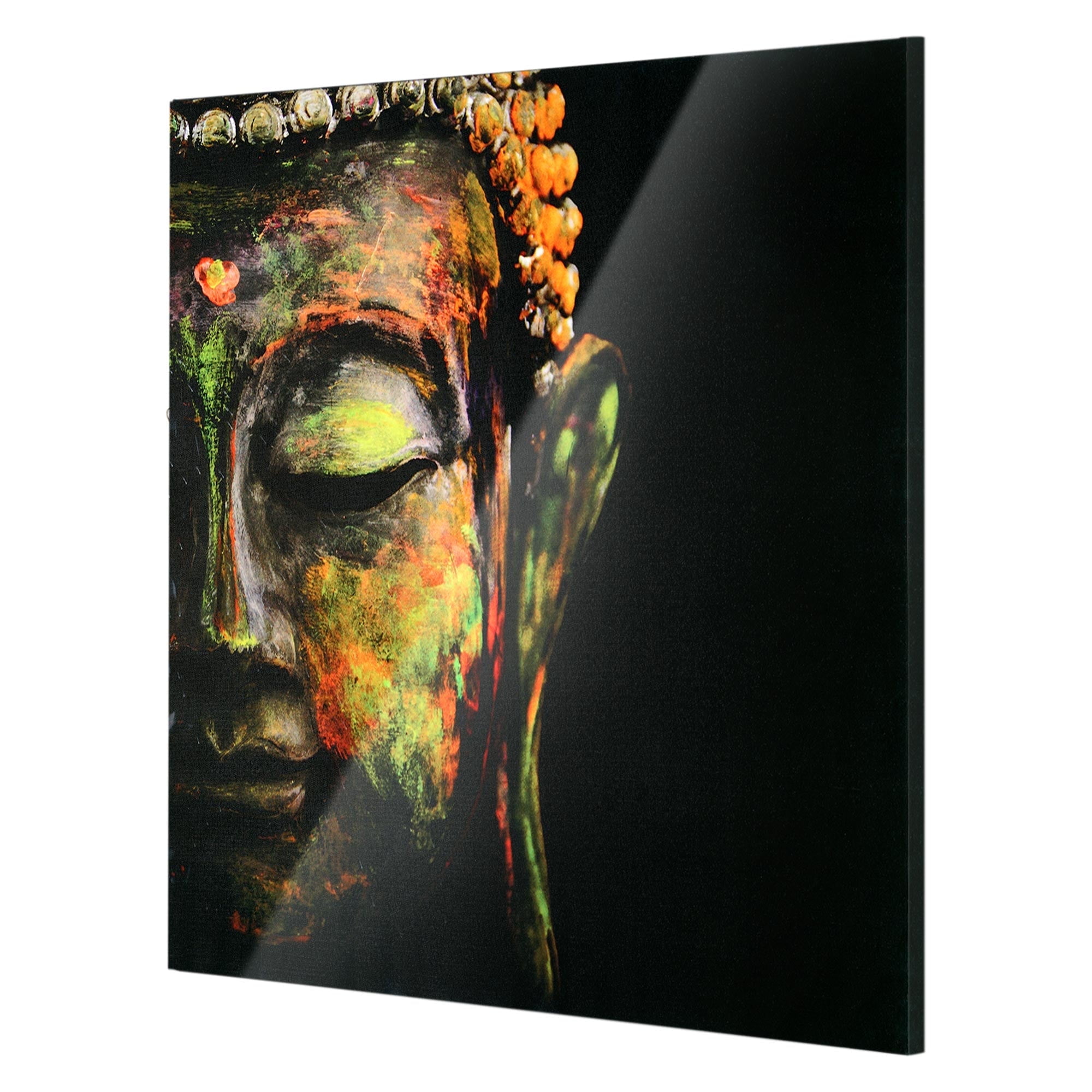 American Art Decor Colorful Buddha Face Glossy Lacquer Canvas Wall Art ...