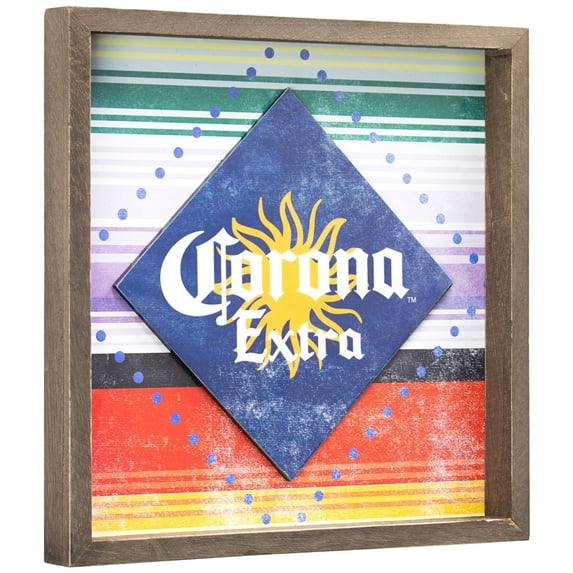 American Art Decor Corona Extra Beer Framed Art Print , Multi-color - 14.25" H x 14.25" L x 1.75" D
