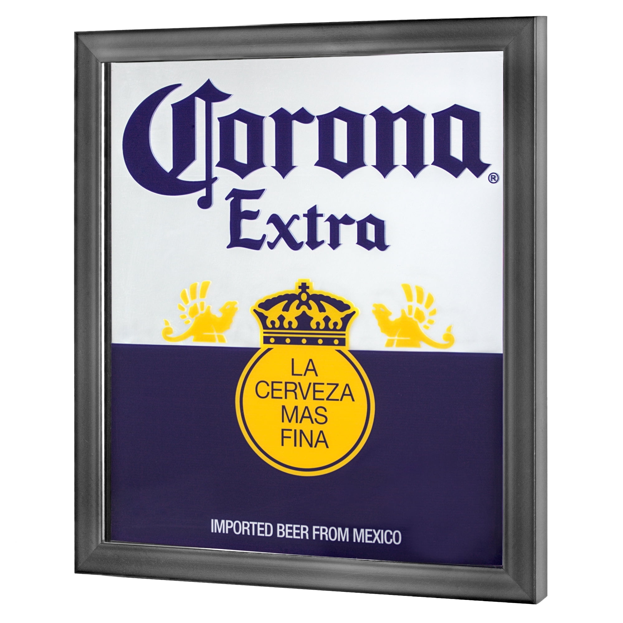 Corona Extra Screen Printed Wall Mirror with Black Frame