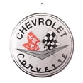 thumbnail image 1 of American Art Decor Distressed Chevrolet Corvette Dome Metal Sign - 15.5", 1 of 6