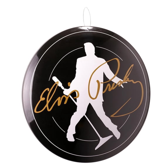 American Art Decor Distressed Elvis Presley Silhouette Signature Dome Metal Sign - 15.5"