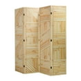 thumbnail image 1 of American Art Decor Double-Sided Bamboo Pattern Print Canvas Portable Dressing Room Divider Privacy Screen, 4 Panels, 70" H x 63" L x 1" D, 1 of 6