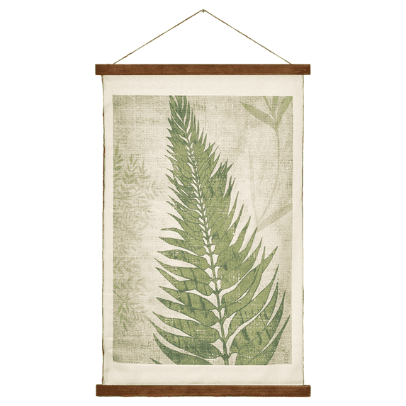 American Art Decor Fern Leaf Scroll Tapestry with Rope Wall Art, Off-White - 37" H x 23.5" L x 0.5" D