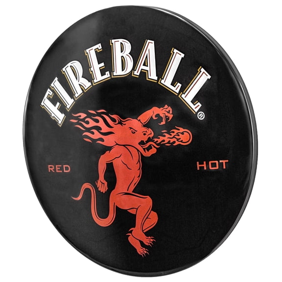 American Art Decor Fireball Red Hot Dome Metal Sign (15") - Room Decor for Bar, Man Cave, Garage, Game Room & More