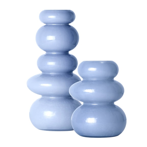 American Art Decor Foggy Blue Cairns Glass Vase Set - 5.7" x 11.8"