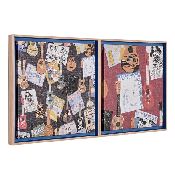 American Art Decor Kona Coast by Reyn Spooner Framed Don's Collection Floated Printed Linen Wall Art Set of 2 - 11" x 11"