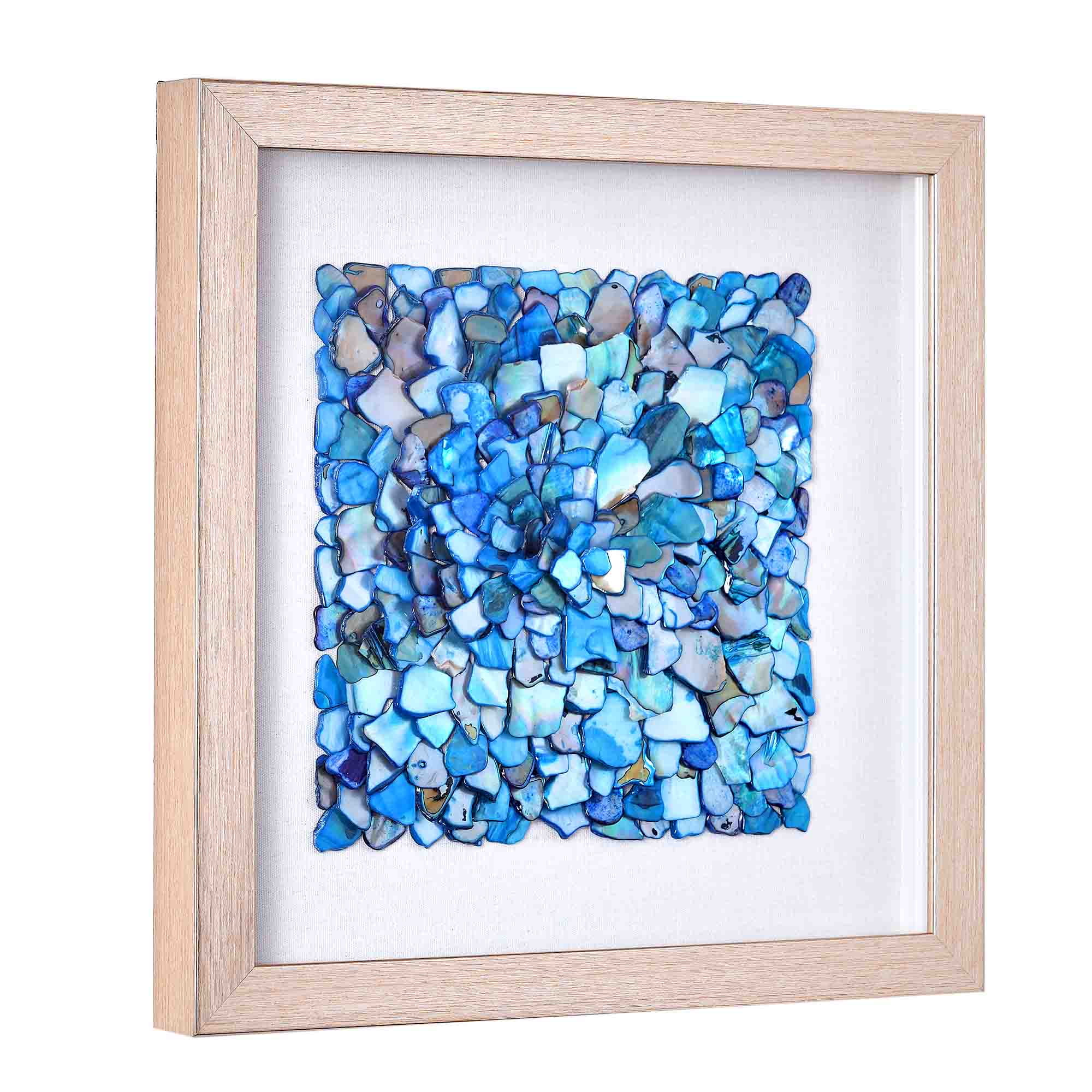 Blue Seashell Mosaic Framed Wall Art on Canvas