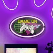 American Art Decor Game On LED Neon Rope Wall Sign - Battery & USB Powered - Vintage Room Decor - Retro Lights for Bar, Man Cave, Garage, Game Room & More