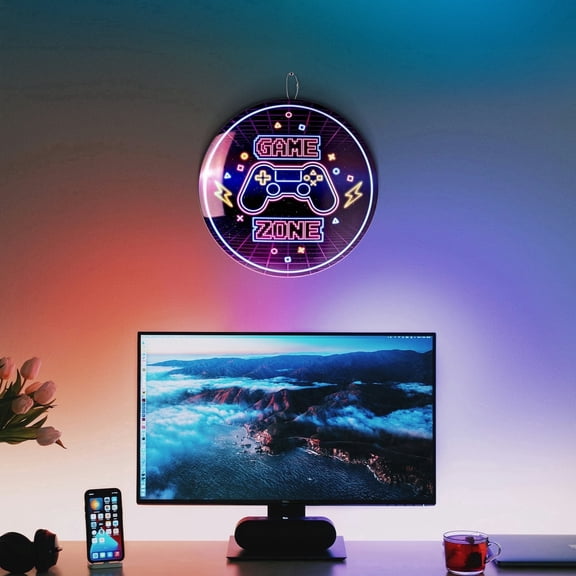 American Art Decor Game Zone Metal Wall Art 15" – Lightweight & Easy-to-Hang Gamer Control Wall Decor for Man Caves, Garages, Arcade Sign & Gamer Room