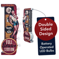 thumbnail image 1 of American Art Decor Gas n' Go Pinup Girl Vintage Metal LED Marquee Sign, 1 of 8