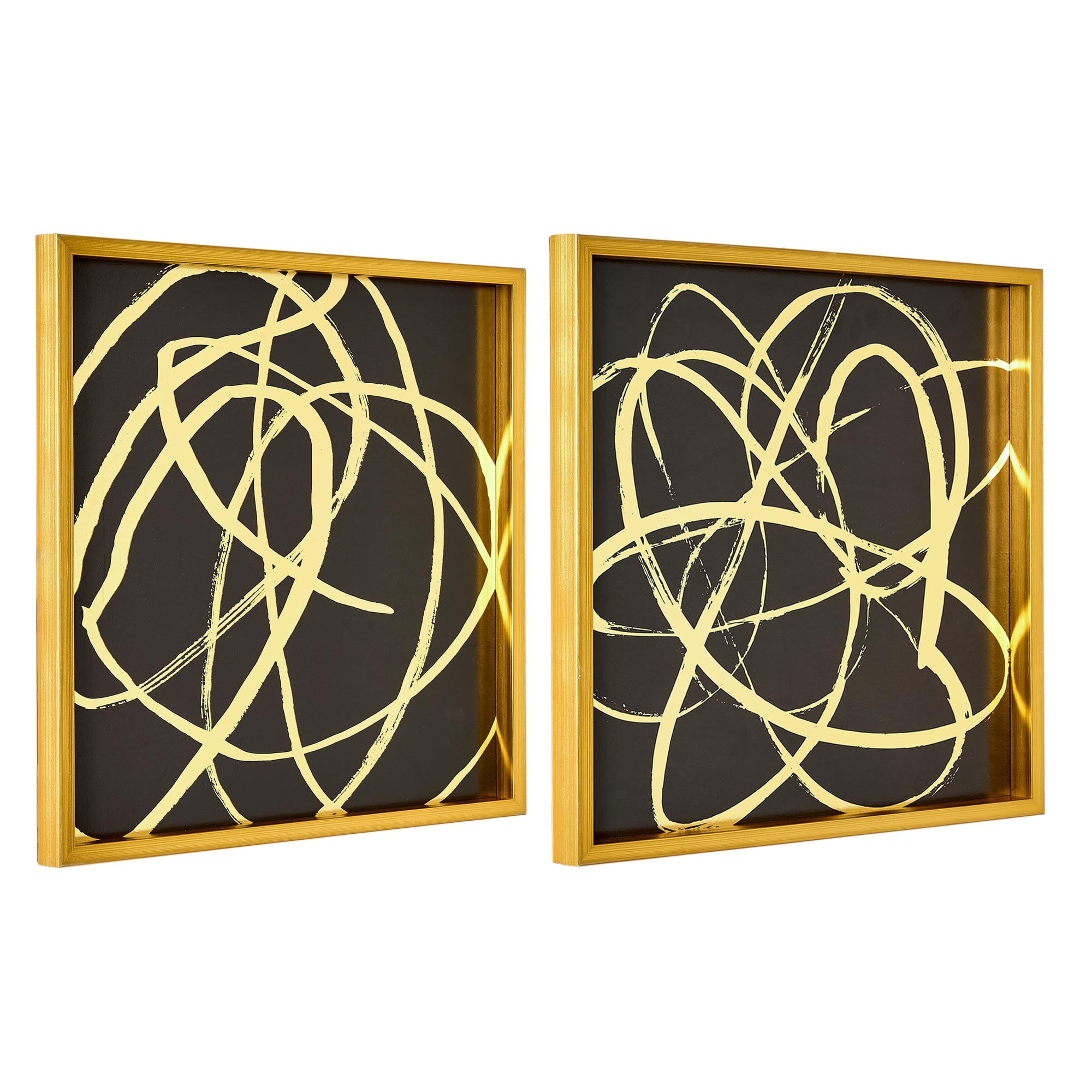 American Art Decor Golden Skate Framed 2-Piece 20" x 20" Wall Decor Set