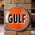 thumbnail image 1 of American Art Decor Gulf Vintage Logo Metal Wall Art 15" – Lightweight & Easy-to-Hang Gulf Emblem Car Wall Decor for Man Caves, Garages, & Vintage Rooms – Classic Gulf Vintage Logo Sign, 1 of 7