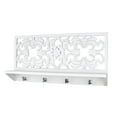 thumbnail image 1 of American Art Decor Hand-Carved Wall Shelf and Coat Rack, White - 12" H x 24" L x 4.5" D, 1 of 6