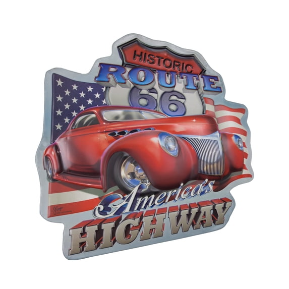 American Art Decor Historic Route 66 Embossed Metal Sign - Walmart.com