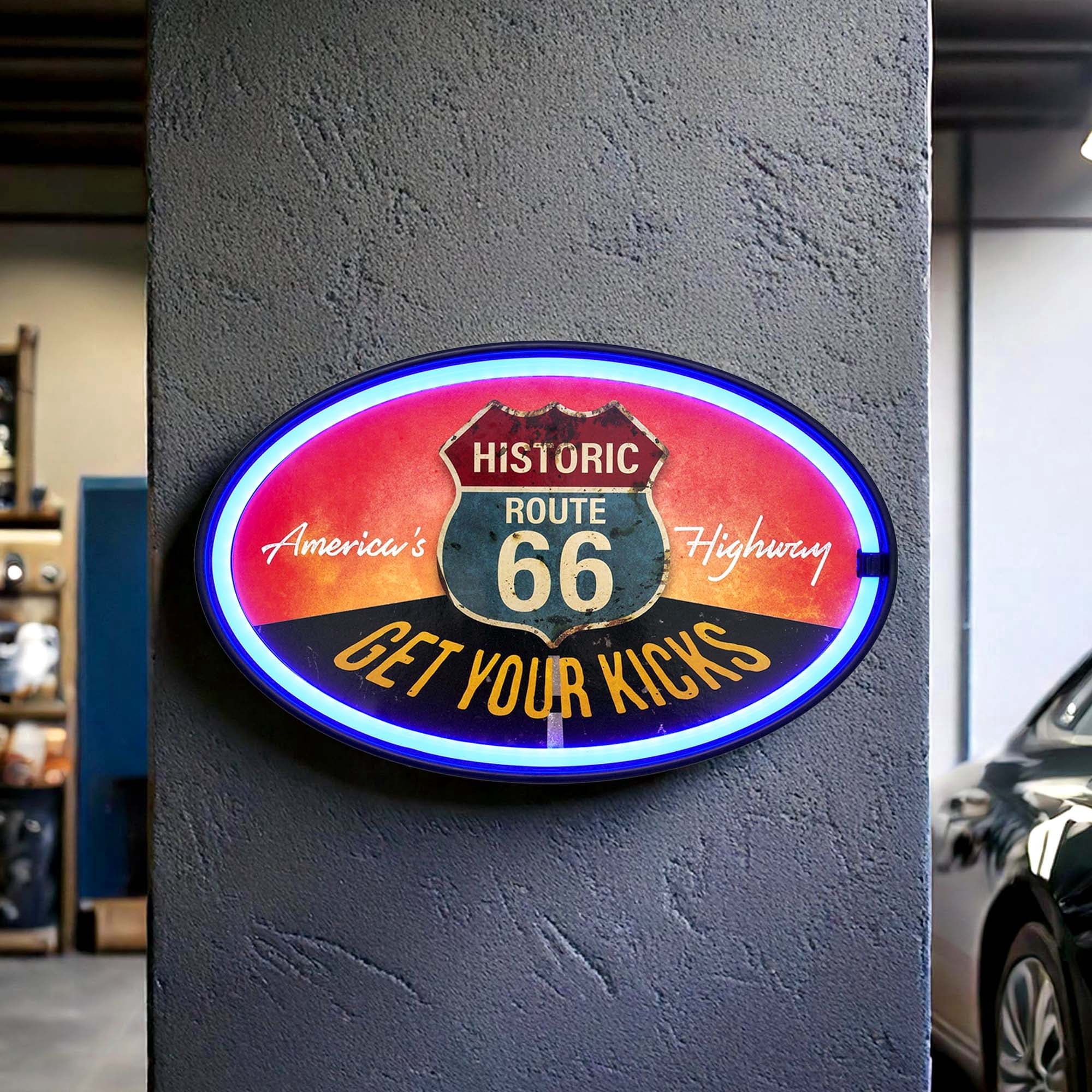 Rope In Sign Language American Art Decor Historic Route 66 LED Neon Rope Wall Sign - Battery ...