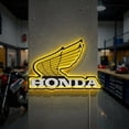 thumbnail image 1 of American Art Decor Honda Wing LED Plaque Sign - Retro Lighted Wall Decor for Man Cave, Garage, Workshop & Game Room - Classic Motorcycle Yellow Neon-Style Sign, 1 of 7