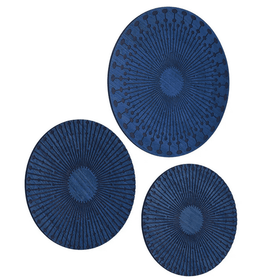 American Art Decor Indigo Sand Dollar Wall Plaques - 40.5" x 19.5"