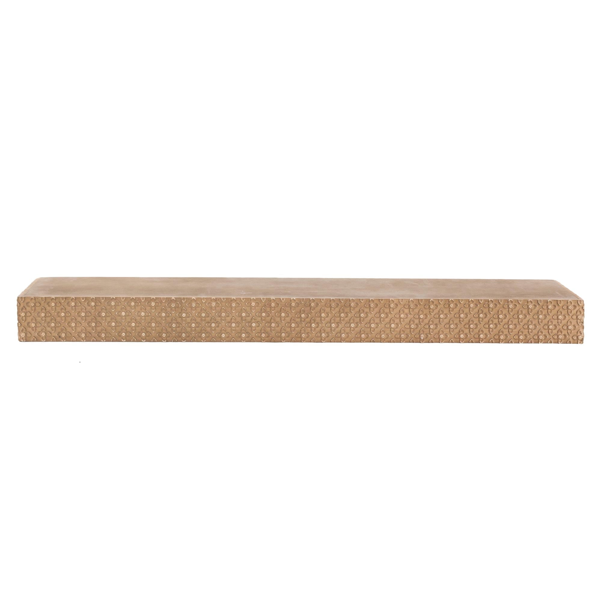 American Art Decor Large Rustic Embossed Wood Decorative Floating Wall Mounted Shelf - Natural - 36.25" L x 3" H x 8.6" D