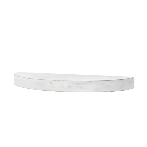 American Art Decor Large Rustic Round Oval Wood Decorative Floating Wall Mounted Shelf - White - 36" L x 3" H x 10" D