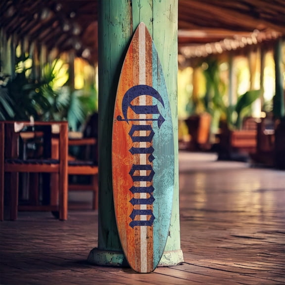 American Art Decor Licensed Corona Color Wood Tones Surfboard Wall Plaque Sign Summer Beach Style Plank for Tiki Bar, Bedroom, Living Room, Kitchen, Garage, Man Cave, Restaurant