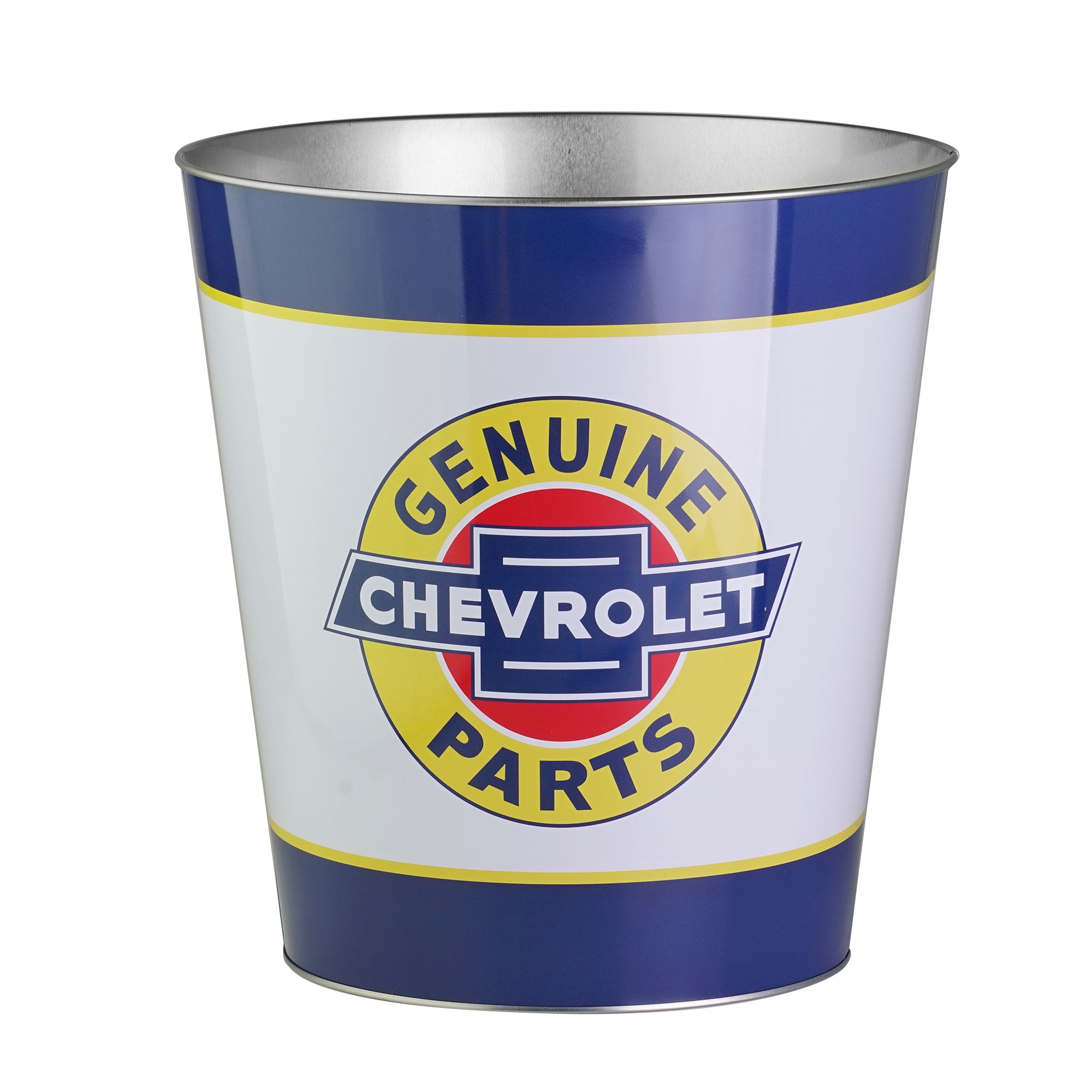 American Art Decor Licensed Genuine Chevy Parts Small Decorative Metal Trash Can Garbage Bin Waste Basket - 11.25" x 10.5"