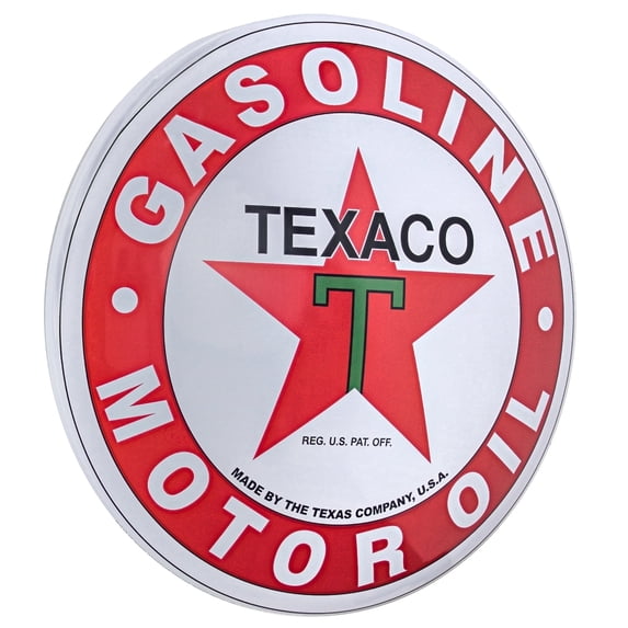 American Art Decor Licensed Texaco Gasoline Motor Oil Dome Metal Sign - Room Decor for Bar, Man Cave, Garage, Game Room & More
