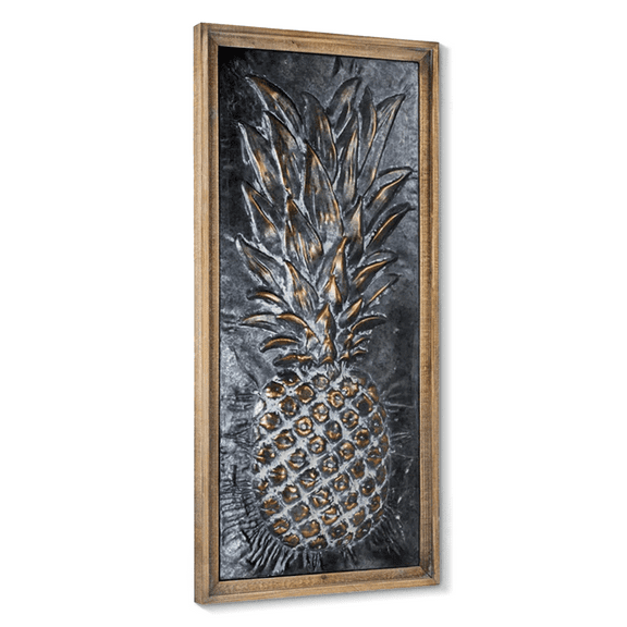 American Art Decor Metal Framed Pineapple Wooden Art