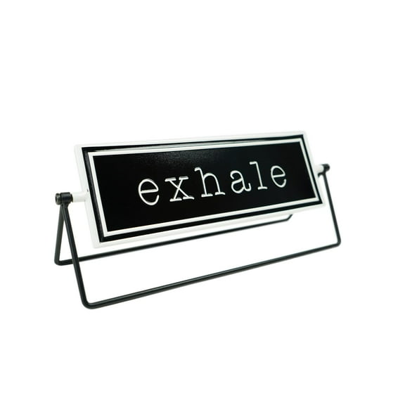 American Art Decor Novelty Embossed Metal Desktop Flipper Sign Decoration Office Desk Tabletop Home Decor - Inhale, Exhale - 12" x 5" x 3.4"