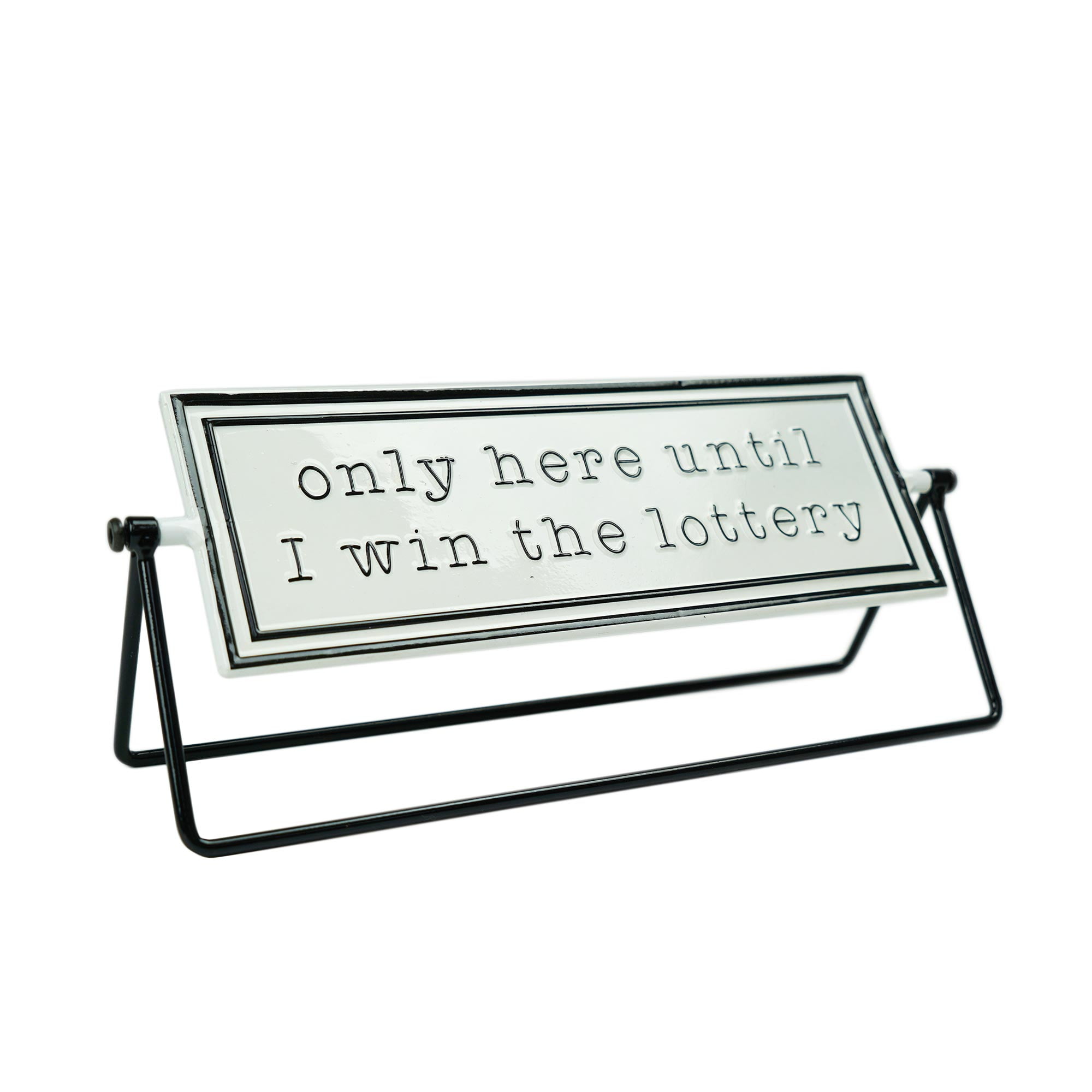 American Art Decor Novelty Embossed Metal Desktop Flipper Sign Decoration Office Desk Tabletop Home Decor - Livin the Dream, Win the Lottery - 12" x 5" x 3.4"