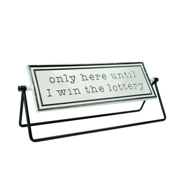 American Art Decor Novelty Embossed Metal Desktop Flipper Sign Decoration Office Desk Tabletop Home Decor - Livin the Dream, Win the Lottery - 12" x 5" x 3.4"